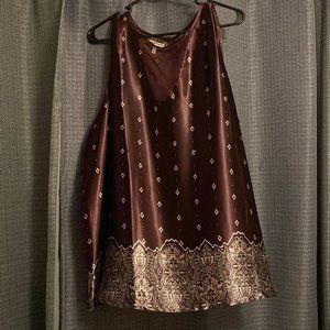 Satin maroon sleeveless blouse